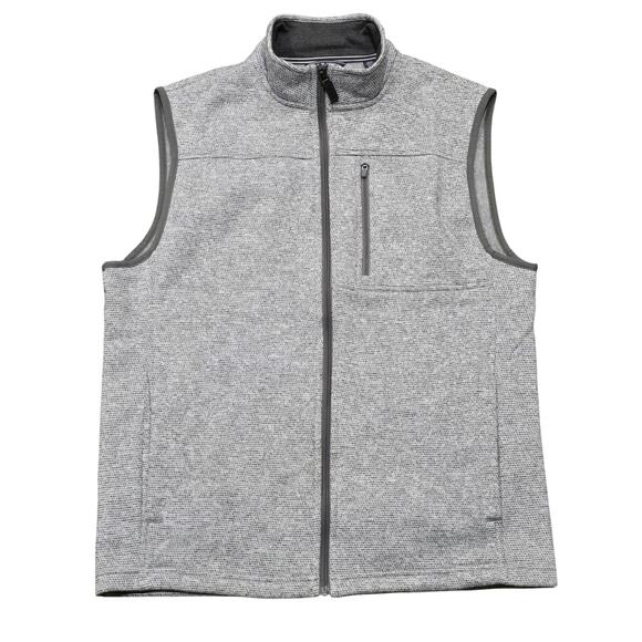 Izod Vest Light Gray Multi Front Pockets Full Zip Sleeveless Collard Vest Men's - Picture 1 of 8
